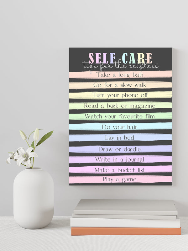 Self Care Motivational Glossy A4 Wall Print - for Bedrooms, Office, Study, Work - List of Motivational Sayings - Love Yourself