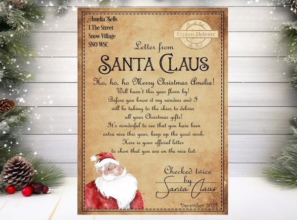 Christmas Letter from Santa Claus/Father Christmas + Good List Certificate Personalised Christmas