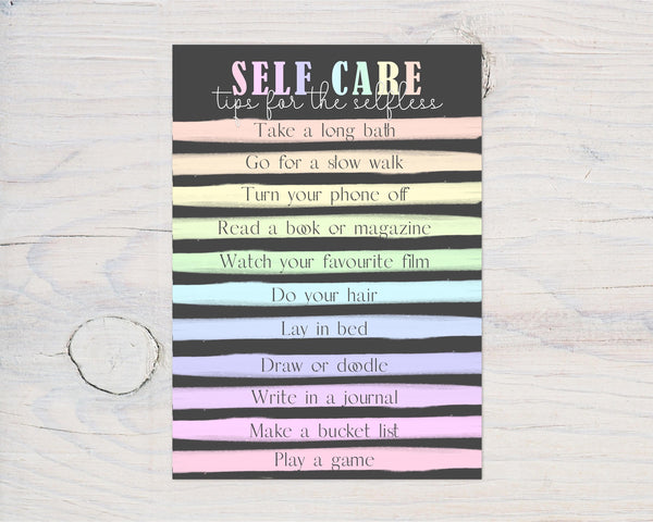 Self Care Motivational Glossy A4 Wall Print - for Bedrooms, Office, Study, Work - List of Motivational Sayings - Love Yourself
