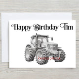 Tractor Card, personalised with any text printed on the front, farmer, kids, agriculture