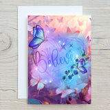 Butterfly Believe Personalised Glossy A5 Greetings Card, Floral, Magical, Blank Inside