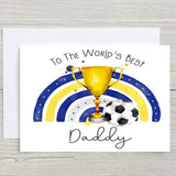 Football Card Yellows and Blue World's Best Daddy Personalised Greetings Card, Birthday, Father's Day, Love your Dad - Oxford United?