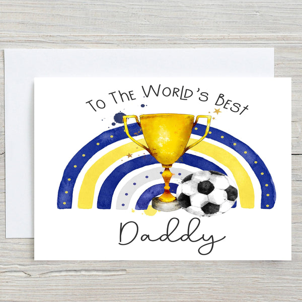 Football Card Yellows and Blue World's Best Daddy Personalised Greetings Card, Birthday, Father's Day, Love your Dad - Oxford United?