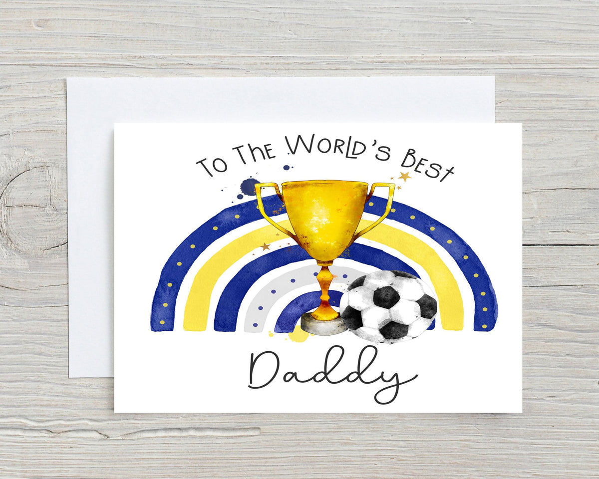 Football Card Yellows and Blue World's Best Daddy Personalised Greetings Card, Birthday, Father's Day, Love your Dad - Oxford United?