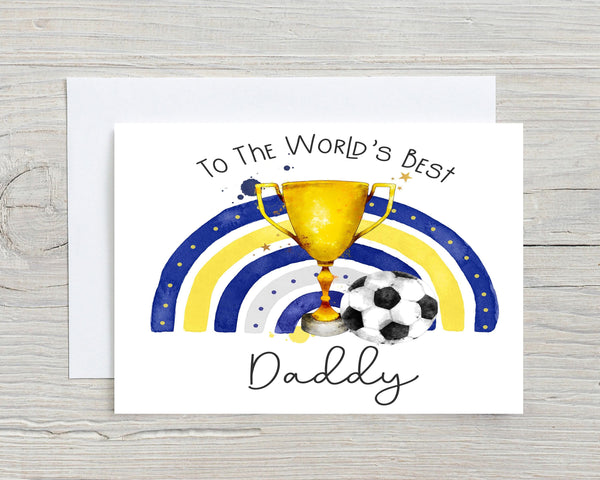 Football Card Yellows and Blue World's Best Daddy Personalised Greetings Card, Birthday, Father's Day, Love your Dad - Oxford United?