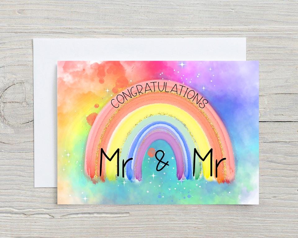 Mr & Mr Congratulations Personalised Greetings Card: Wedding, Anniversary, LGBTQ
