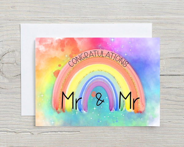 Mr & Mr Congratulations Personalised Greetings Card: Wedding, Anniversary, LGBTQ