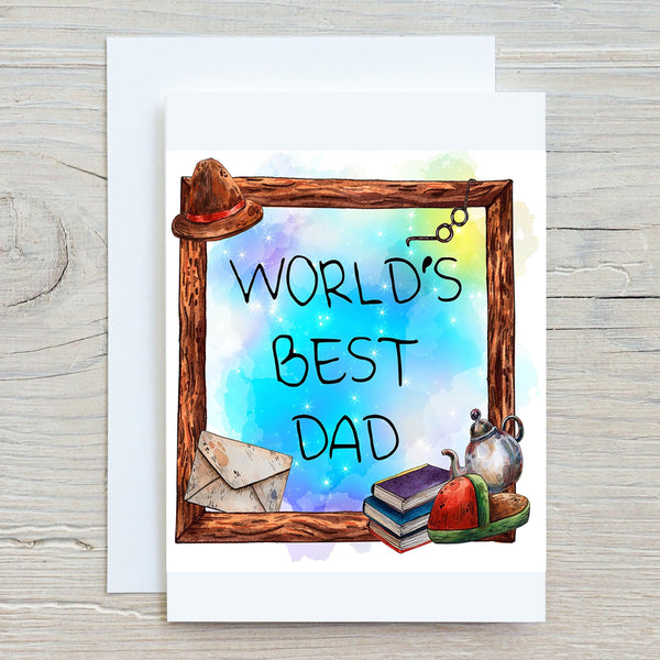World's Best Dad Personalised Glossy A5 Greetings Card, Birthdays, Fathers Day, Thank You Card, Love You Dad, blank inside