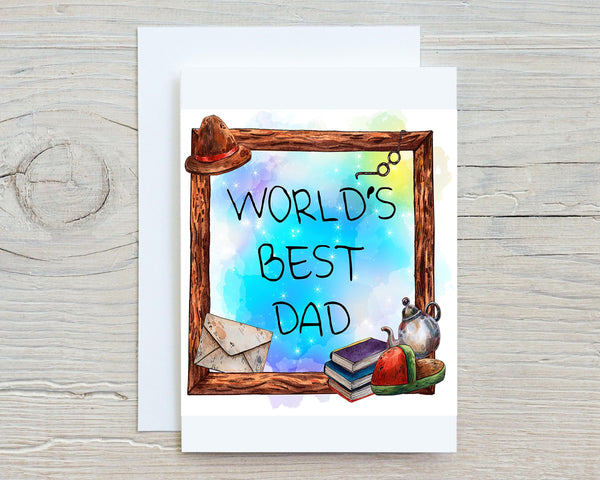 World's Best Dad Personalised Glossy A5 Greetings Card, Birthdays, Fathers Day, Thank You Card, Love You Dad, blank inside
