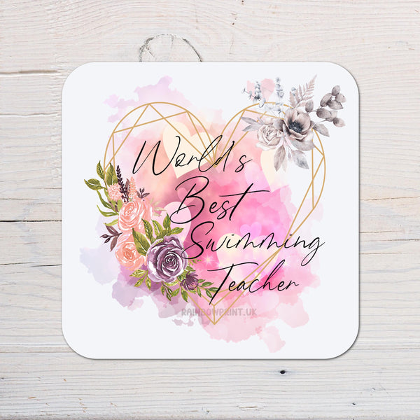 Best Swimming Teacher Coaster Gift: can be personalised