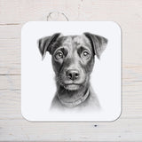 Patterdale Dog Coaster personalised with any wording, ideal Gift for dog lovers