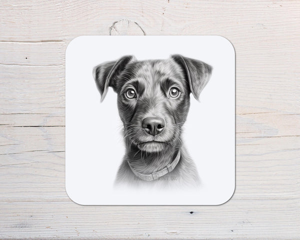 Patterdale Dog Coaster personalised with any wording, ideal Gift for dog lovers