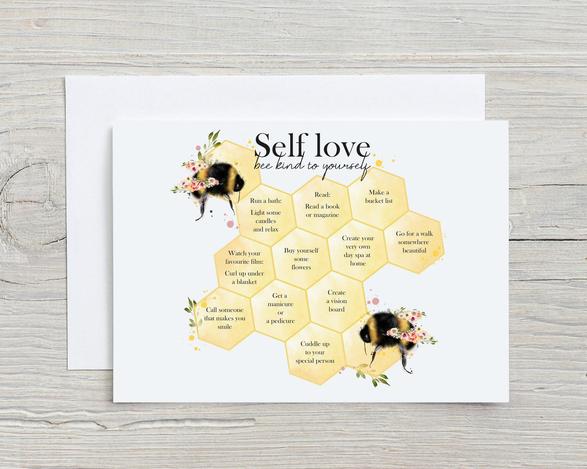 Bee Honeycomb Motivational Greetings Card A5 glossy, can be personalised, Birthdays, Motivational Cards