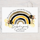Bee Kind Motivational Bee Rainbow A4 Wall Print - ideal for Bedrooms, Office, Study, Workplace, Motivate and Bee Kind, can be personalised