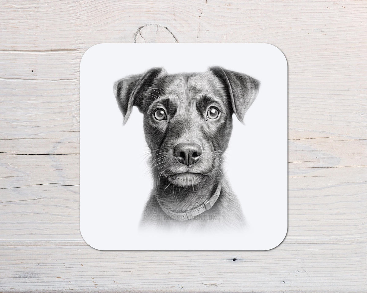 Patterdale Dog Coaster personalised with any wording, ideal Gift for dog lovers
