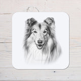 Rough Collie Dog Coaster personalised with any wording, ideal gift for Dog Lovers