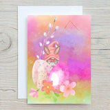 Easter Gnome A5 Glossy Personalised Card, with any name printed on the front
