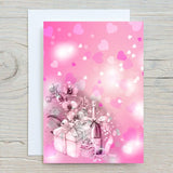 Celebration Card A5 Glossy Personalised Card, with any name/message printed on the front, pretty pink design, Engagement, Wedding, Birthday