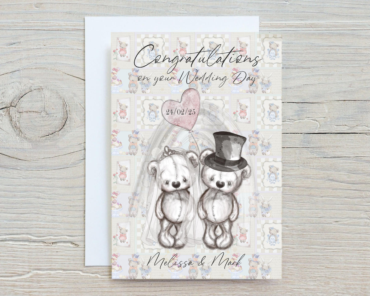Wedding Day Personalised A5 Glossy Card, with any name/message/date printed on the front, wording can be changed