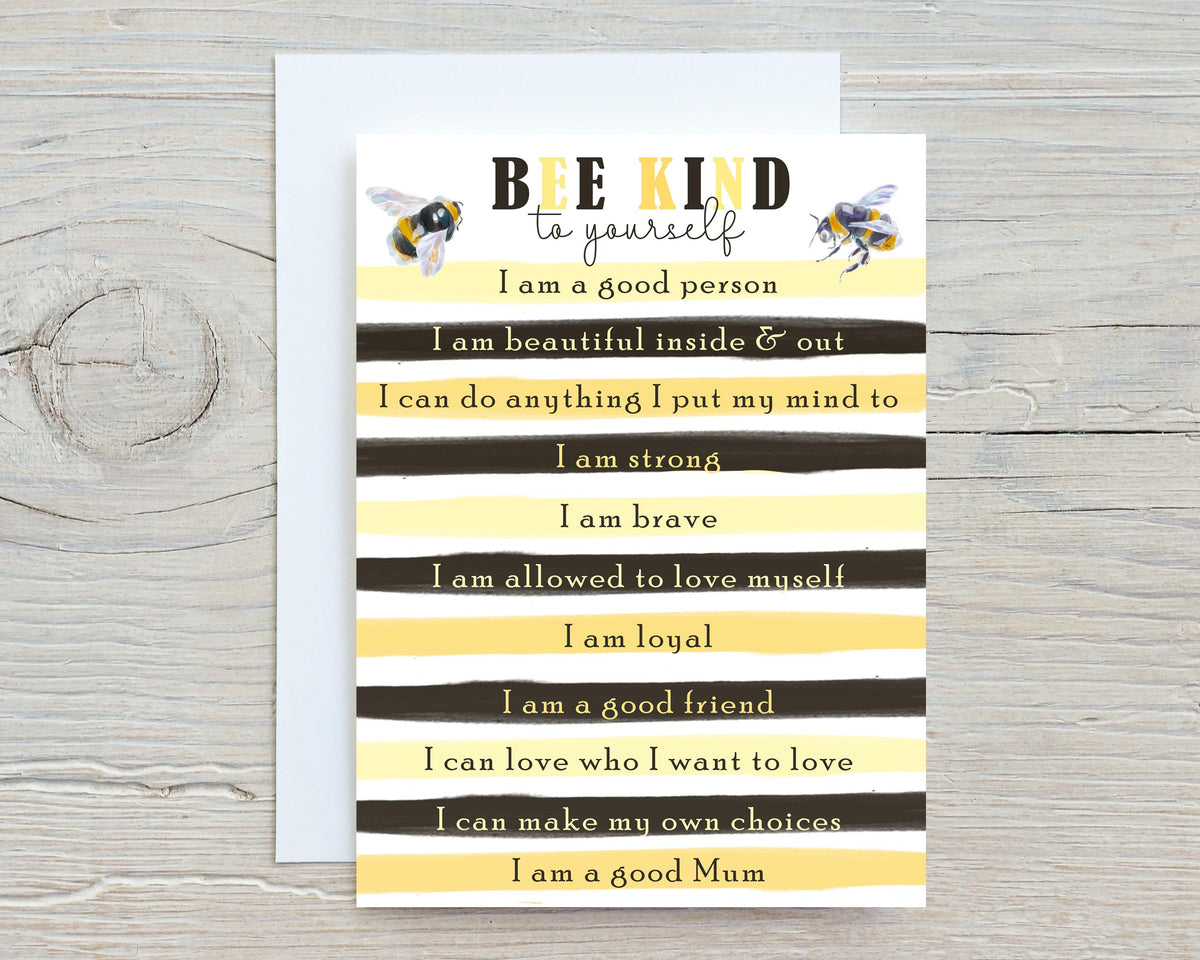 Bee Kind Greetings Card: can be personalised