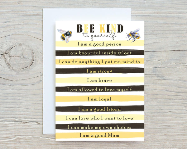 Bee Kind Greetings Card: can be personalised