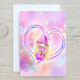 Valentines Gnome Be Mine A5 Glossy Personalised Card, with any name printed on the front - Love, , Valentine, Wife, Fiancée, Girlfriend