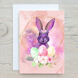 Easter Bunny A5 Glossy Personalised Card, with any name printed on the front