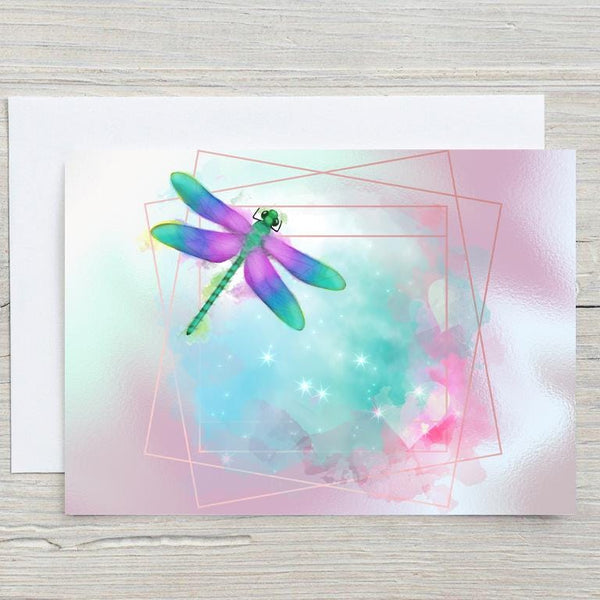 Dragonfly A5 Glossy Personalised Card, with any name printed on the front