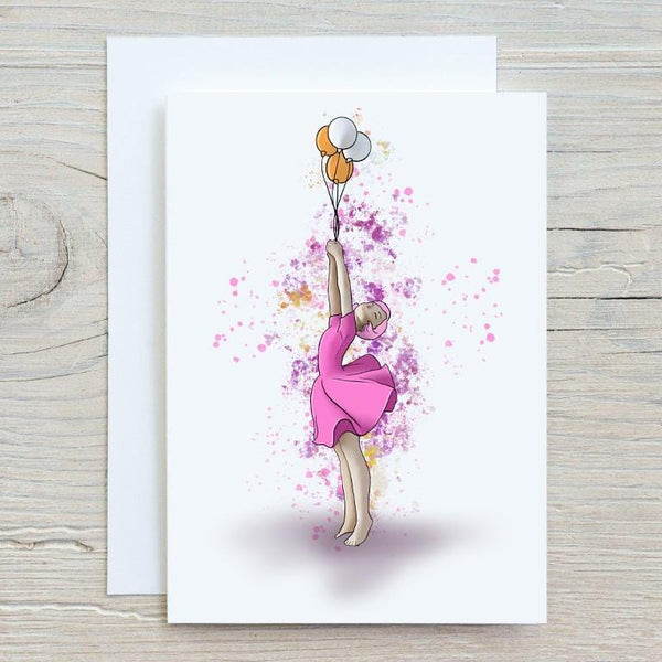 Ballerina A5 Glossy Personalised Card, with any name printed on the front, pretty pink design