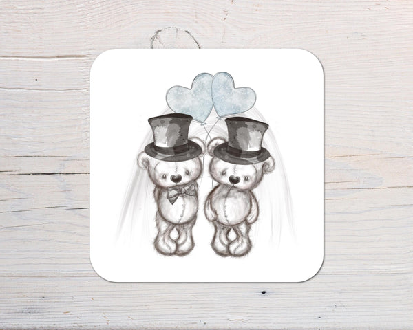 Wedding LGBTQ Sketchy Bear Coaster: personalised with any Message