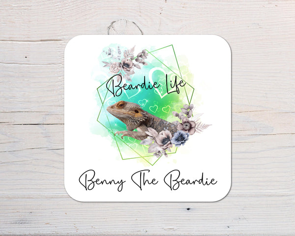 Bearded Dragon Beardie Coaster personalised with any wording, reptile lover, ideal gift