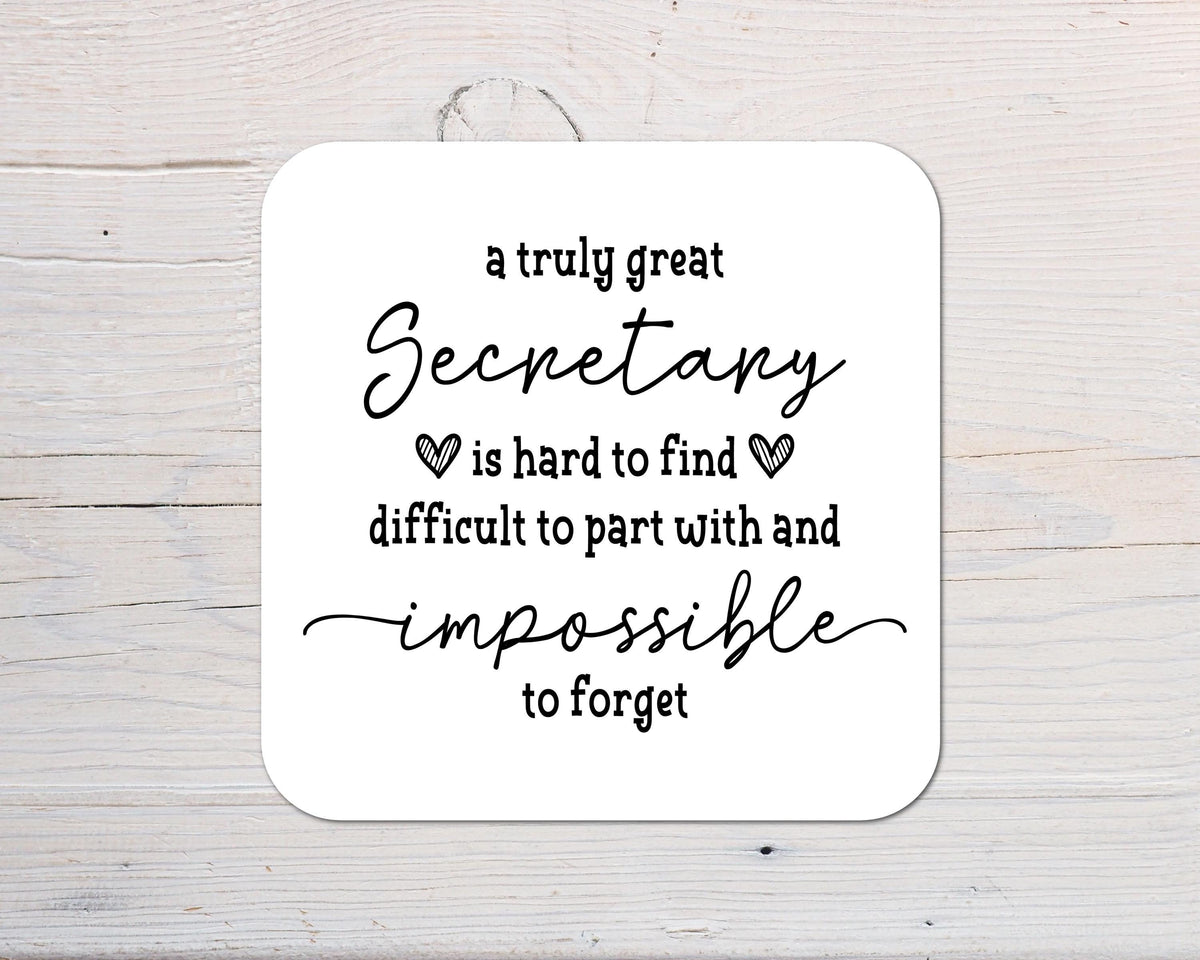 Secretary Coaster personalised with any Wording, Message - ideal gift
