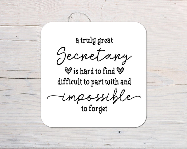 Secretary Coaster personalised with any Wording, Message - ideal gift