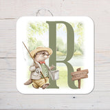Fishing Coaster with your Initial - personalised with any Wording, Message - ideal gift