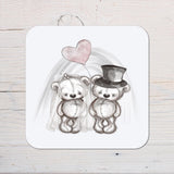 Wedding Sketchy Bears Coaster Gift for the Happy Couple: can be personalised