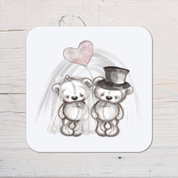 Wedding Sketchy Bears Coaster Gift for the Happy Couple: can be personalised