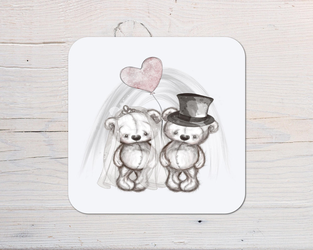 Wedding Sketchy Bears Coaster Gift for the Happy Couple: can be personalised