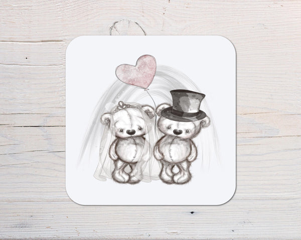 Wedding Sketchy Bears Coaster Gift for the Happy Couple: can be personalised