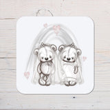 Wedding Sketchy LGBTQ Bear Coaster: personalised with any Wording