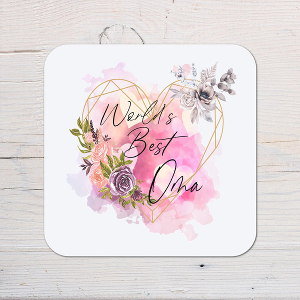 World's Best Oma (Grandmother) Coaster personalised with any Wording, Message - ideal gift