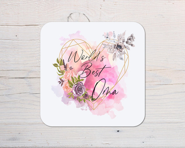World's Best Oma (Grandmother) Coaster personalised with any Wording, Message - ideal gift