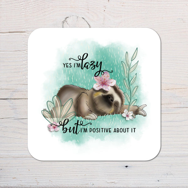 Sloth Coaster - Lazy Sloth - personalised with any Wording, Message - ideal gift