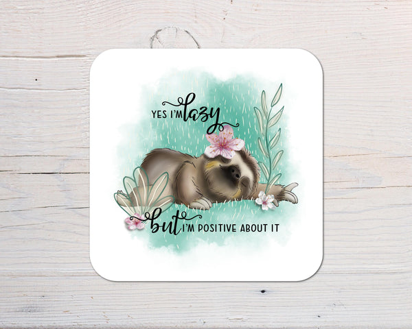 Sloth Coaster - Lazy Sloth - personalised with any Wording, Message - ideal gift