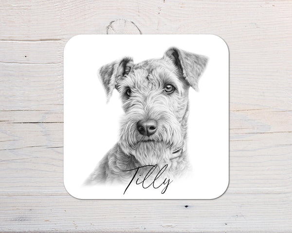 Lakeland Terrier Dog Coaster: personalised with any wording