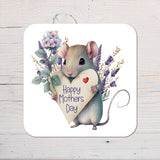 Mothers Day Gift Coaster: floral mouse, personalised with any wording