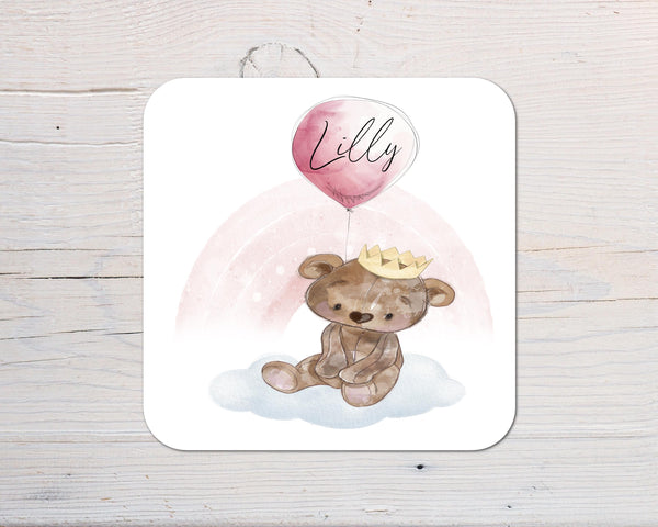 Birthday Bear Coaster: can be personalised