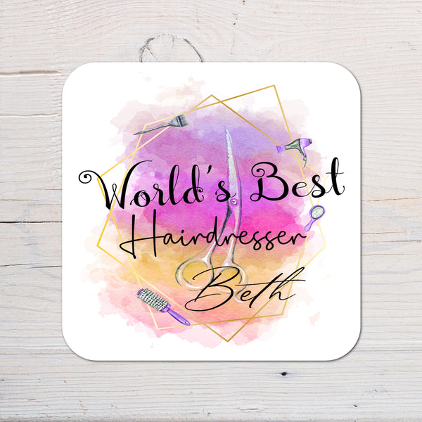 Hairdresser Coaster Gift: For Your Favourite Stylist, can be personalised