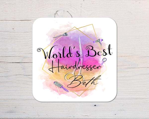 Hairdresser Coaster Gift: For Your Favourite Stylist, can be personalised