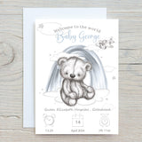 Teddy Bear Baby Birth Stats Card: Keepsake Gift for New Parents