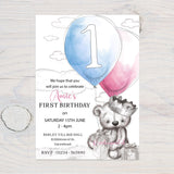 Teddy Bear Birthday Invitations: Personalised Kids Party Invites